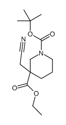 1-(叔丁基) 3-乙基 3-(氰甲基)哌啶-1,3-二羧酸结构式