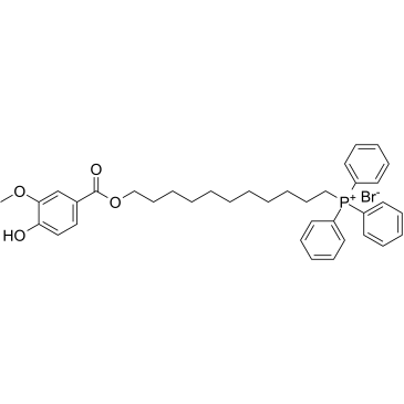 (11-((4-Hydroxy-3-methoxybenzoyl)oxy)undecyl)triphenylphosphonium bromide Structure