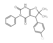 7-(4-chlorophenyl)-8,8-dimethyl-4-phenyl-9-oxa-2,4-diazabicyclo[4.3.0]non-10-ene-3,5-dione结构式