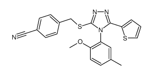 4-[[4-(2-methoxy-5-methylphenyl)-5-thiophen-2-yl-1,2,4-triazol-3-yl]sulfanylmethyl]benzonitrile Structure