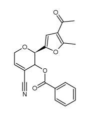 3-acetyl-5-(2-O-benzoyl-3-cyano-3,4-dideoxy-β-D-glycero-pent-3-enopyranosyl)-2-methylfuran Structure