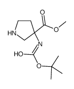 Methyl 3-({[(2-methyl-2-propanyl)oxy]carbonyl}amino)-3-pyrrolidin ecarboxylate结构式