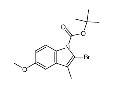 1-tert-butyloxycarbonyl-2-bromo-5-methoxy-3-methylindole结构式