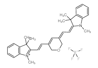 1,3,3-三甲基-2-((E)-2-[5-[(Z)-2-(1,3,3-三甲基-1,3-二氢-2H-吲哚-2-亚基)乙亚基]-2H-吡喃-3(6H)-基)乙烯基]-3H-吲哚四氟硼酸盐结构式