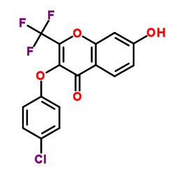 3-(4-氯苯氧基)-7-羟基-2-三氟甲基-苯并吡喃-4-酮结构式