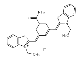 2-[(5-(AMINOCARBONYL)-3-([3-ETHYL-1,3-BENZOTHIAZOL-2(3H)-YLIDENE]METHYL)-2-CYCLOHEXEN-1-YLIDENE)METHYL]-3-ETHYL-1,3-BENZOTHIAZOL-3-IUM IODIDE picture