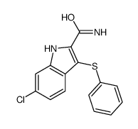 6-chloro-3-phenylsulfanyl-1H-indole-2-carboxamide结构式