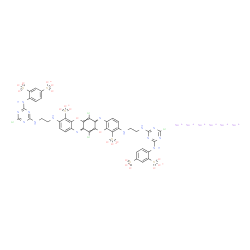 hexasodium 6,13-dichloro-3,10-bis[[2-[[4-chloro-6-[(2,4-disulphonatophenyl)amino]-1,3,5-triazin-2-yl]amino]ethyl]amino]triphenodioxazine-4,11-disulphonate结构式