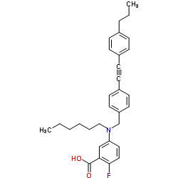 2-Fluoro-5-[(hexyl)[4-[(4-propylphenyl)ethynyl]benzyl]amino]benzoic acid Structure