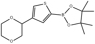 2-(4-(1,4-dioxan-2-yl)thiophen-2-yl)-4,4,5,5-tetramethyl-1,3,2-dioxaborolane Structure