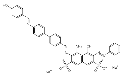 disodium 4-amino-5-hydroxy-3-[[4'-[(4-hydroxyphenyl)azo][1,1'-biphenyl]-4-yl]azo]-6-(phenylazo)naphthalene-2,7-disulphonate structure