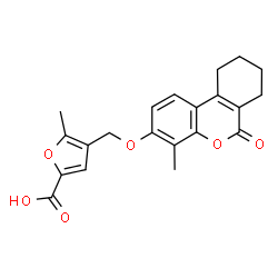 5-methyl-4-[(4-methyl-6-oxo-7,8,9,10-tetrahydrobenzo[c]chromen-3-yl)oxymethyl]furan-2-carboxylic acid结构式