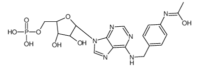 [(2R,3S,4R,5R)-5-[6-[(4-acetamidophenyl)methylamino]purin-9-yl]-3,4-dihydroxyoxolan-2-yl]methyl dihydrogen phosphate结构式