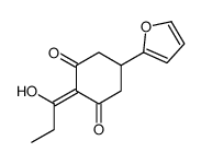 5-(furan-2-yl)-2-(1-hydroxypropylidene)cyclohexane-1,3-dione结构式