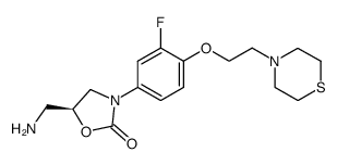 (S)-5-Aminomethyl-3-[3-fluoro-4-(2-thiomorpholin-4-yl-ethoxy)-phenyl]-oxazolidin-2-one结构式