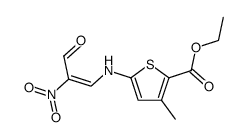 3-Methyl-5-((E)-2-nitro-3-oxo-propenylamino)-thiophene-2-carboxylic acid ethyl ester结构式