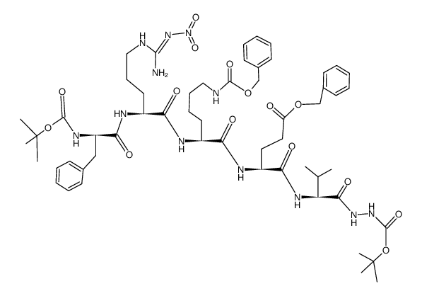 Boc-D-Phe-Arg(NO2)-Lys(Z)-Glu(OBzl)-Val-N2H2Boc Structure