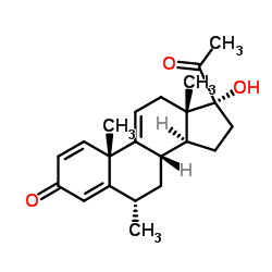 (6α)-17-Hydroxy-6-methylpregna-1,4,9(11)-triene-3,20-dione结构式