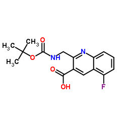 5-Fluoro-2-[({[(2-methyl-2-propanyl)oxy]carbonyl}amino)methyl]-3-quinolinecarboxylic acid结构式