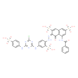5-(benzoylamino)-3-[[4-[[4-chloro-6-[(4-sulphophenyl)amino]-1,3,5-triazin-2-yl]amino]-2-sulphophenyl]azo]-4-hydroxynaphthalene-2,7-disulphonic acid Structure