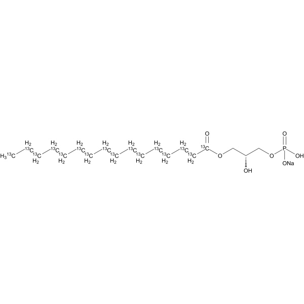 1-Palmitoyl-2-hydroxy-sn-glycero-3-phosphate-13C16 sodium Structure