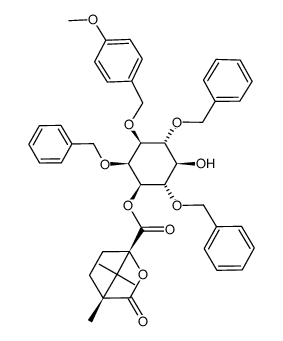 D-myo-Inositol, 1-O-(4-methoxyphenyl)methyl-2,4,6-tris-O-(phenylmethyl)-, 3-(1S,4R)-4,7,7-trimethyl-3-oxo-2-oxabicyclo2.2.1heptane-1-carboxylate Structure