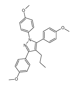 4-n-propyl-1-(4-methoxyphenyl)-3,5-bis(4-methoxyphenyl)pyrazole结构式