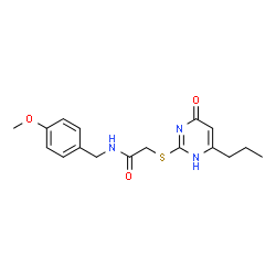 N-(4-methoxybenzyl)-2-[(6-oxo-4-propyl-1,6-dihydro-2-pyrimidinyl)sulfanyl]acetamide结构式