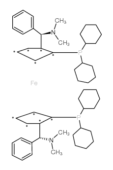 (1R,1'R)-1,1'-二(二环己基膦)-2,2'-二[(R)-(二甲基氨基)苯基甲基]二茂铁结构式