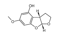 (-)-2,3,3aS,8aR-tetrahydro-4-hydroxy-6-methoxy[2,3-d]-benzo[b]furan结构式