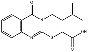 Acetic acid, 2-[[3,4-dihydro-3-(3-methylbutyl)-4-oxo-2-quinazolinyl]thio]- Structure