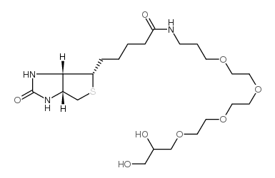 3-((n-biotinyl-3-aminopropoxy(ethoxy)ethoxy)ethoxy)-propane-1,2-diol结构式