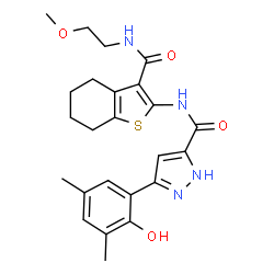 3-(2-hydroxy-3,5-dimethylphenyl)-N-(3-{[(2-methoxyethyl)amino]carbonyl}-4,5,6,7-tetrahydro-1-benzothien-2-yl)-1H-pyrazole-5-carboxamide Structure