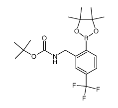 tert-butyl 2-(4,4,5,5-tetramethyl-1,3,2-dioxaborolan-2-yl)-5-(trifluoromethyl)benzylcarbamate Structure