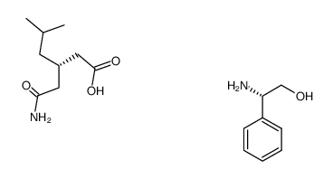 (S)-(+)-phenylglycinol salt of (S)-(+)-3-(carbamoylmethyl)-5-methylhexanoic acid Structure