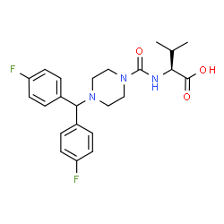 (2S)-2-[[4-[bis(4-fluorophenyl)methyl]piperazine-1-carbonyl]amino]-3-methyl-butanoic acid structure