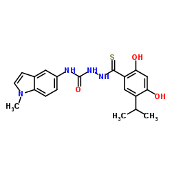 1-(2,4-dihydroxy-5-isopropylphenylcarbonothioyl)-4-(1-Methyl-1H-indol-5-yl)seMicarbazide structure