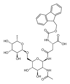 N-[2-(Acetylamino)-2-deoxy-6-O-(α-L-fucopyranosyl)-β-D-glucopyranosyl]-N2-Fmoc-L-asparagine structure