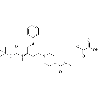1-[(3R)-3-{[(叔丁氧基)羰基]氨基}-4-(苯硫基)丁基]哌啶-4-羧酸甲酯草酸盐结构式