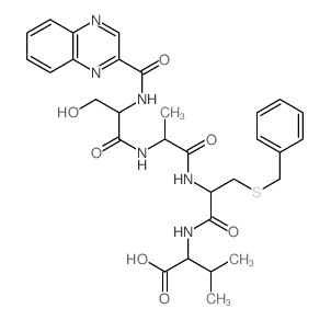 Valine,N-[3-(benzylthio)-N-[N-[N-(2-quinoxalinylcarbonyl)-L-seryl]-L-alanyl]-L-alanyl]-,L- (8CI)结构式