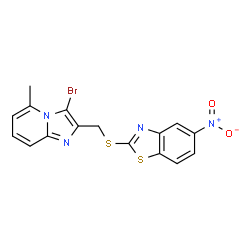 2-(((3-bromo-5-methylimidazo[1,2-a]pyridin-2-yl)methyl)thio)-5-nitrobenzo[d]thiazole结构式