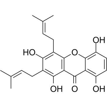 1,3,5,8-四羟基-2,4-双(3-甲基-2-丁烯基)-9H-氧杂蒽-9-酮结构式