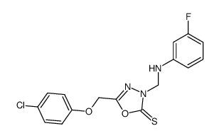 5-(4-chloro-phenoxymethyl)-3-(3-fluoro-anilinomethyl)-3H-[1,3,4]oxadiazole-2-thione Structure