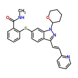 N-Methyl-2-[[3-[(1E)-2-(2-pyridinyl)ethenyl]-1-(tetrahydro-2H-pyran-2-yl)-1H-indazol-6-yl]thio]benzamide picture