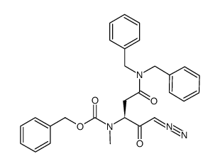 phenylmethyl ((1S)-1-{2-[bis(phenylmethyl)amino]-2-oxoethyl}-3-diazo-2-oxopropyl)methylcarbamate Structure