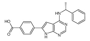 (R)-4-(4-((1-phenylethyl)amino)-7H-pyrrolo[2,3-d]pyrimidin-6-yl)benzoic acid Structure