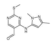 4-(2,5-dimethyl-2H-pyrazol-3-ylamino)-2-methylsulfanyl-pyrimidine-5-carbaldehyde Structure