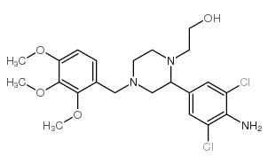 4-amino-3,5-dichlorophenyl-4-((2,3,4-trimethoxyphenyl)methyl)-1-piperazineethanol structure