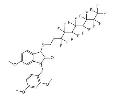 6-methoxy-3-(3,3,4,4,5,5,6,6,7,7,8,8,9,9,10,10,10-heptadecafluorodecylsulfanyl)-1-(2,4-dimethoxybenzyl)-1,3-dihydroindol-2-one Structure