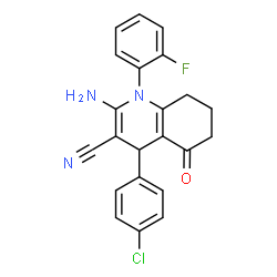 2-amino-4-(4-chlorophenyl)-1-(2-fluorophenyl)-5-oxo-1,4,5,6,7,8-hexahydro-3-quinolinecarbonitrile picture